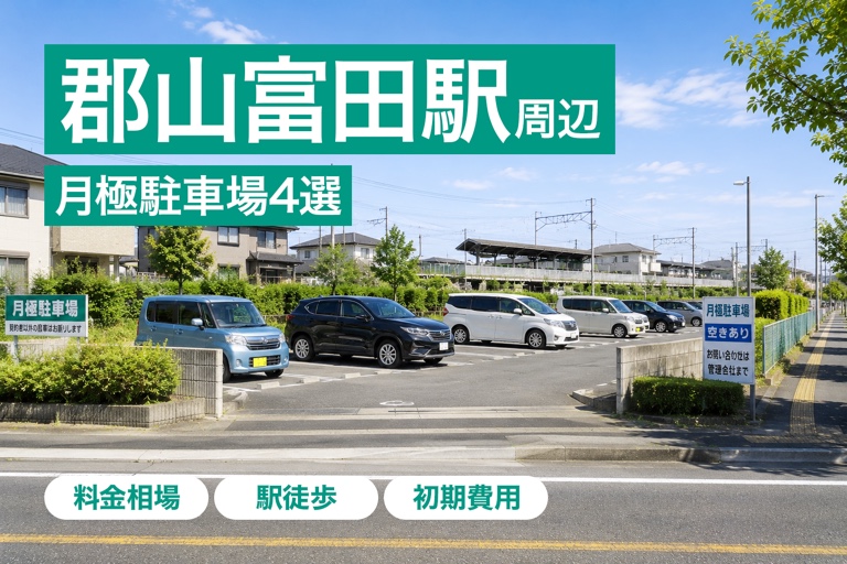 郡山富田駅周辺の月極駐車場4選｜料金相場・駅からの距離・初期費用を比較
