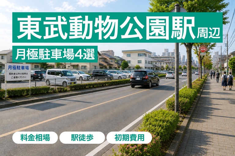 東武動物公園駅周辺の月極駐車場4選｜駅前は8,800円で満車待ち・徒歩15分なら4,400円台
